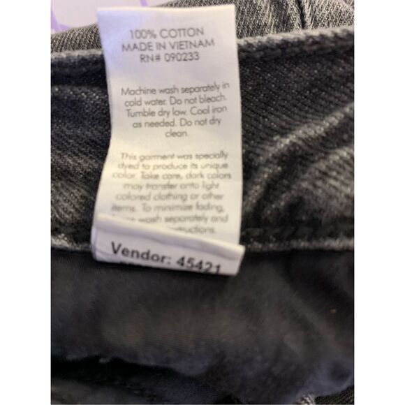 PacSun Black High Rise Jeans 25 Button Fly Straight Leg Raw Hem Grunge Y2K Denim - Picture 16 of 16